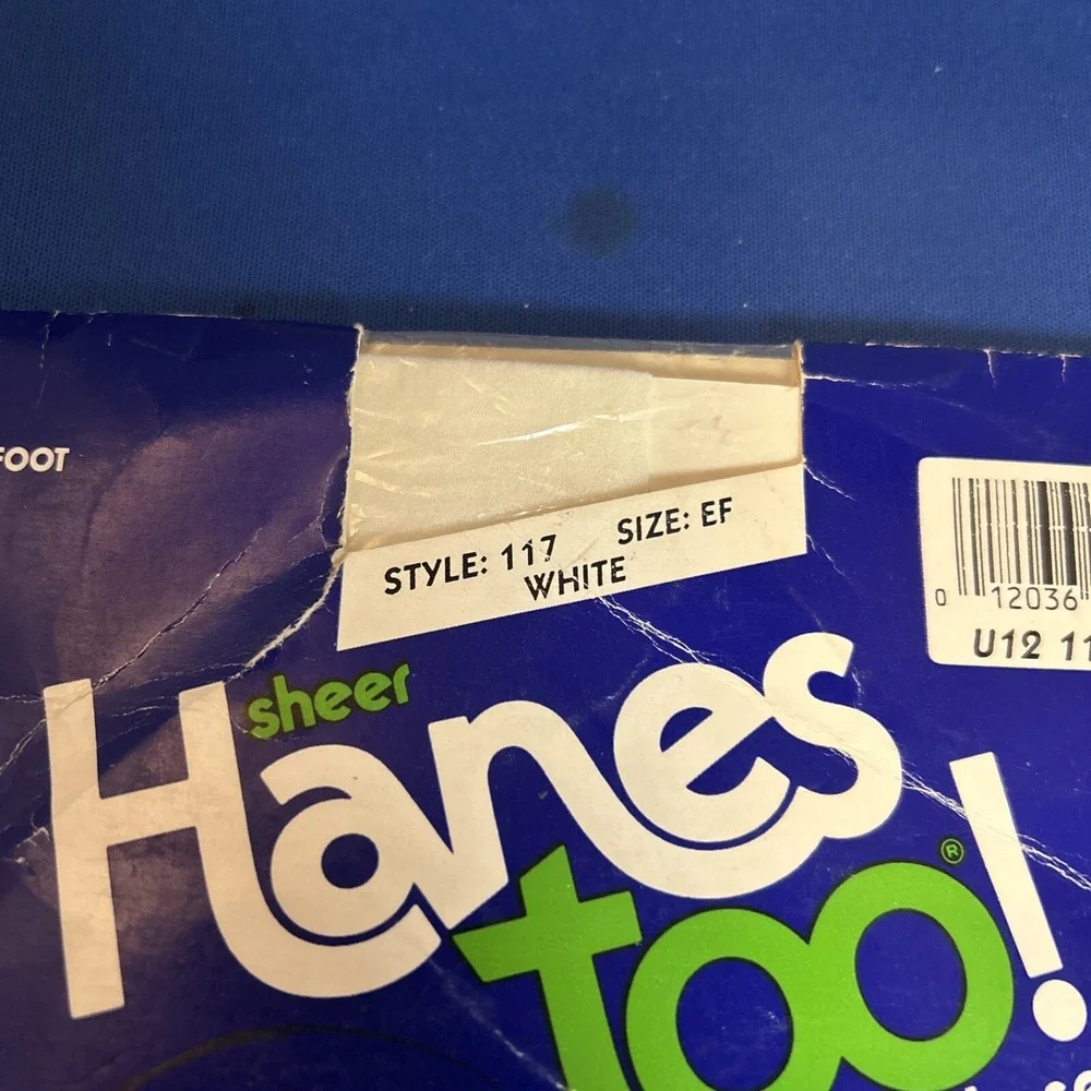 Hanes Too Pantyhose Sandalfoot‎ Style 117 White EF Barely There USA 100% Nylon